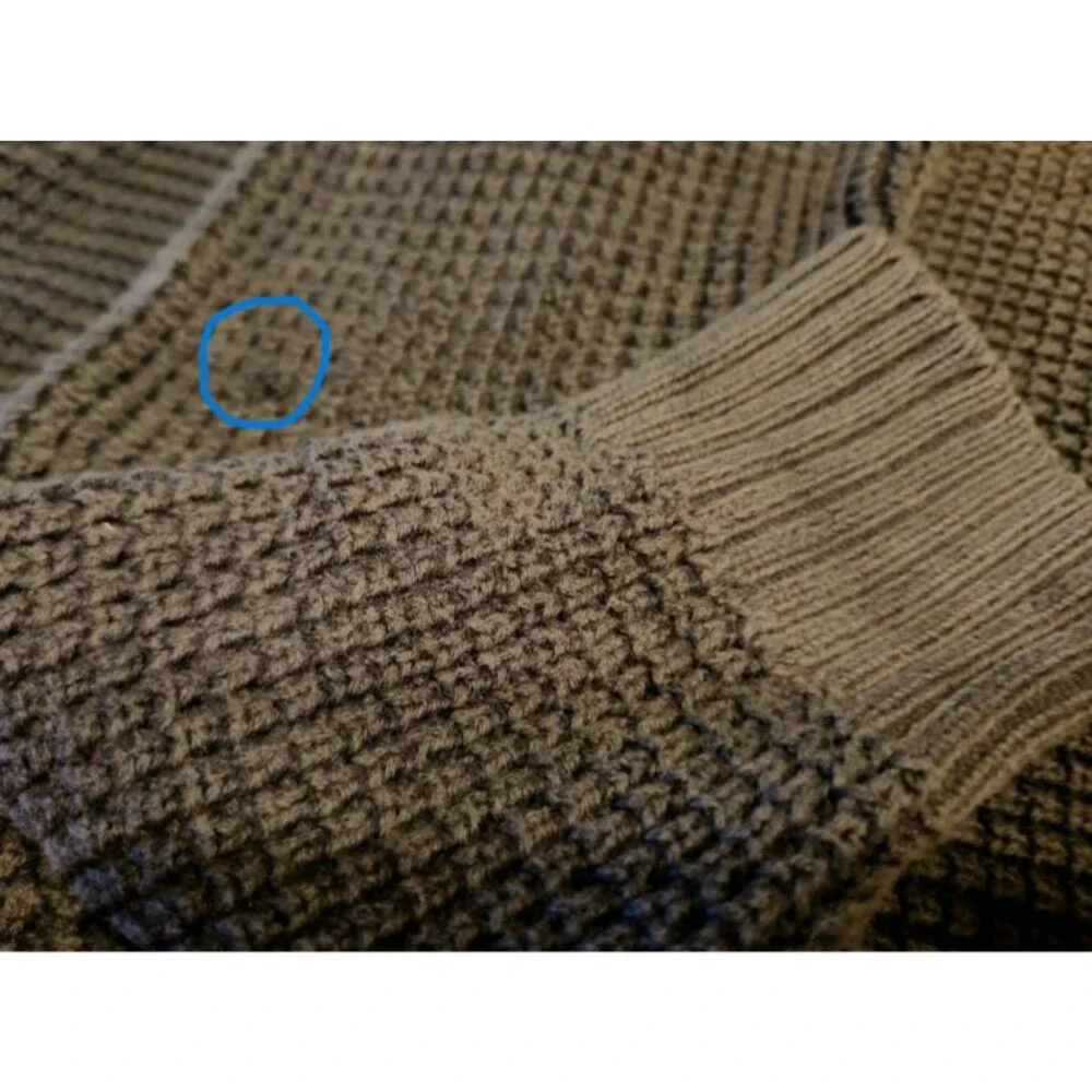 Weatherproof Mens Navy Blue Waffle Knit Cotton Button Mock Neck Sweater S